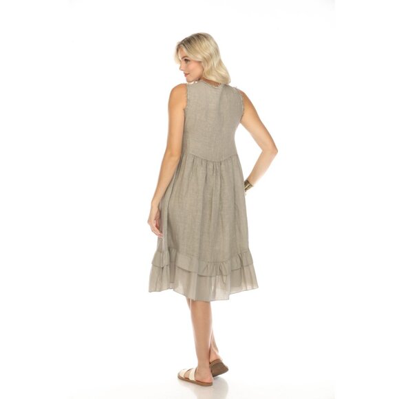 Taupe Frayed Style Ruffle Hem Dress - Picture 6 of 10